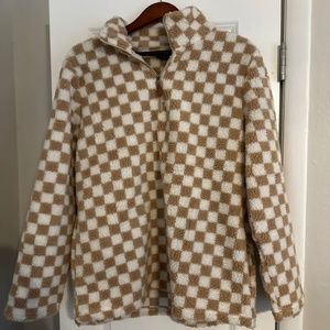 Checkered Sherpa Quarter Zip Pullover from Boutique size large